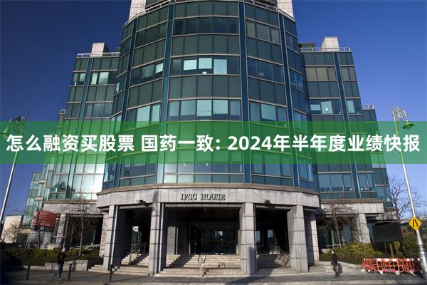 怎么融资买股票 国药一致: 2024年半年度业绩快报